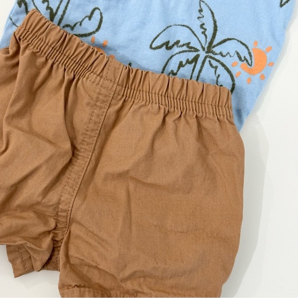 Carter’s Palm Tree Bodysuit & Shorts Set | Newborn | Blue & Brown | 100% Cotton - Picture 3 of 5